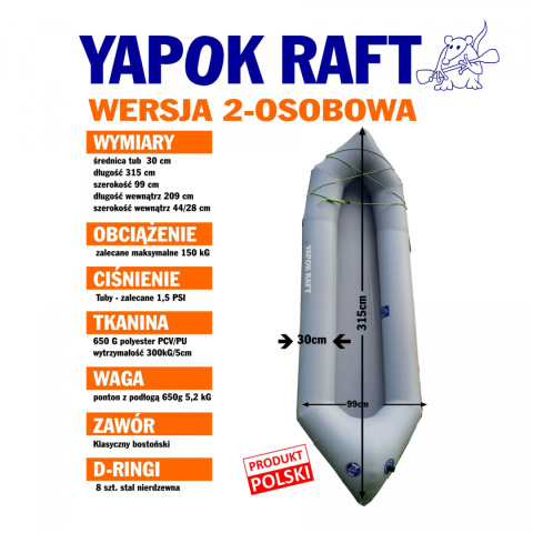 Packraft YAPOK PCV/PU dwuosobowy Packraft YAPOK PCV/PU dwuosobowy