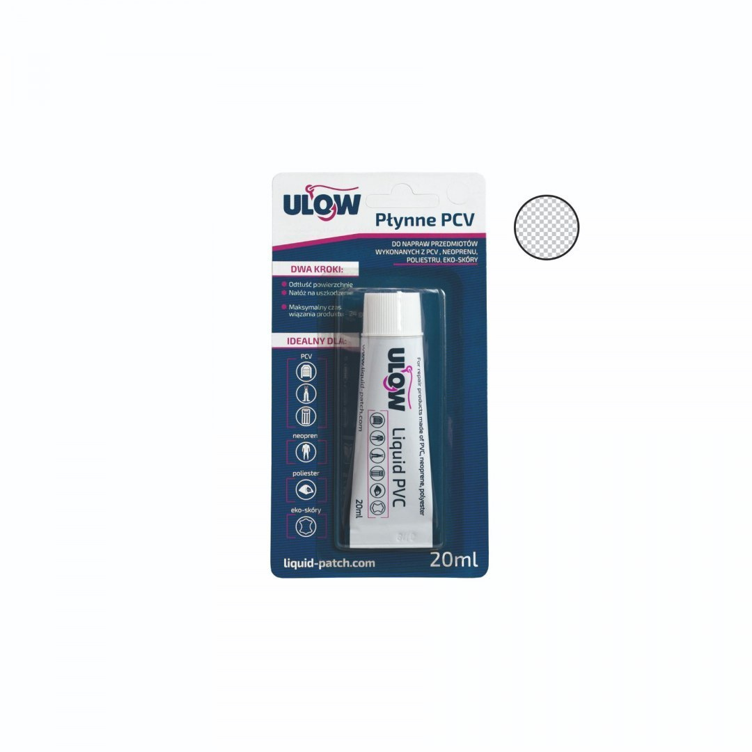 ULOW Łatka w Płynie - Liquid PVC do materiałów PVC - ponton, materac, basen 20ml - kolor Transparentny ULOW Łatka w Płynie - Liquid PVC do materiałów PVC - ponton, materac, basen 20ml - kolor Transparentny